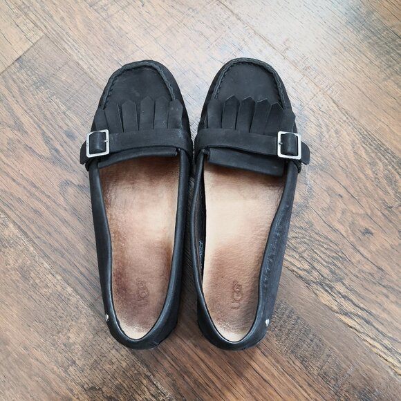 𝅺UGG Dempsey Driving Moccasins Leather Loafers Black Size 8 - Picture 6 of 8